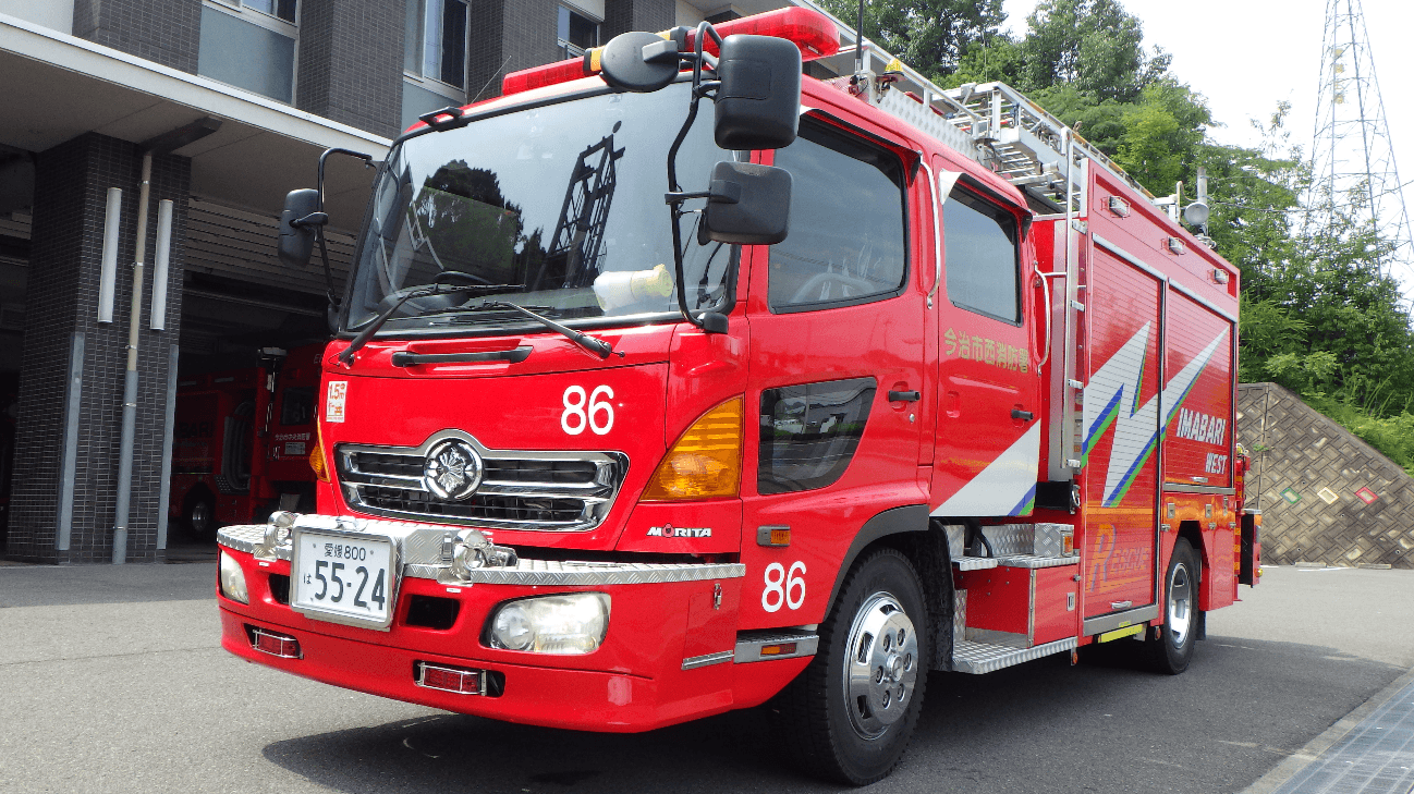 消防車両の展示