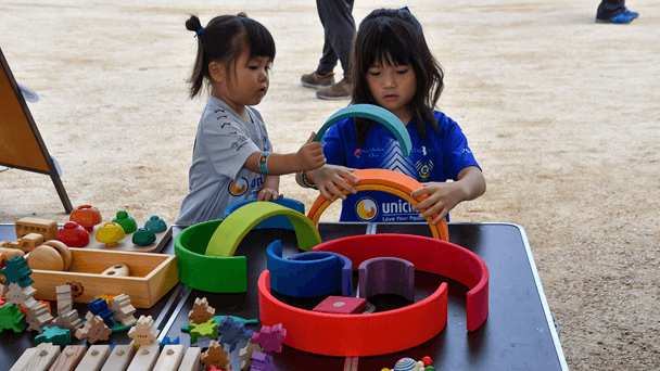 木のおもちゃ体験、とんとん木のキーホルダー作り